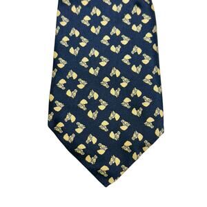 VTG Sinsabang Pure Silk Horse Head Equestrian Novelty Tie Navy Gold Made Korea